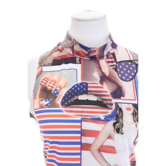 Chicshoppe Womens Cropped Tank Top Pencil Skirt 2 Pc Set Americana USA Sz XL - Picture 4 of 13